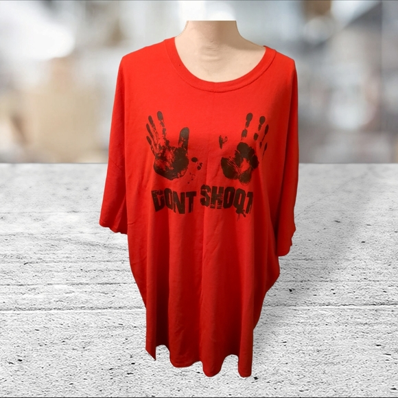 Graphic t-shirt red with black graphics size 5XL - Picture 2 of 6